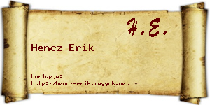 Hencz Erik névjegykártya